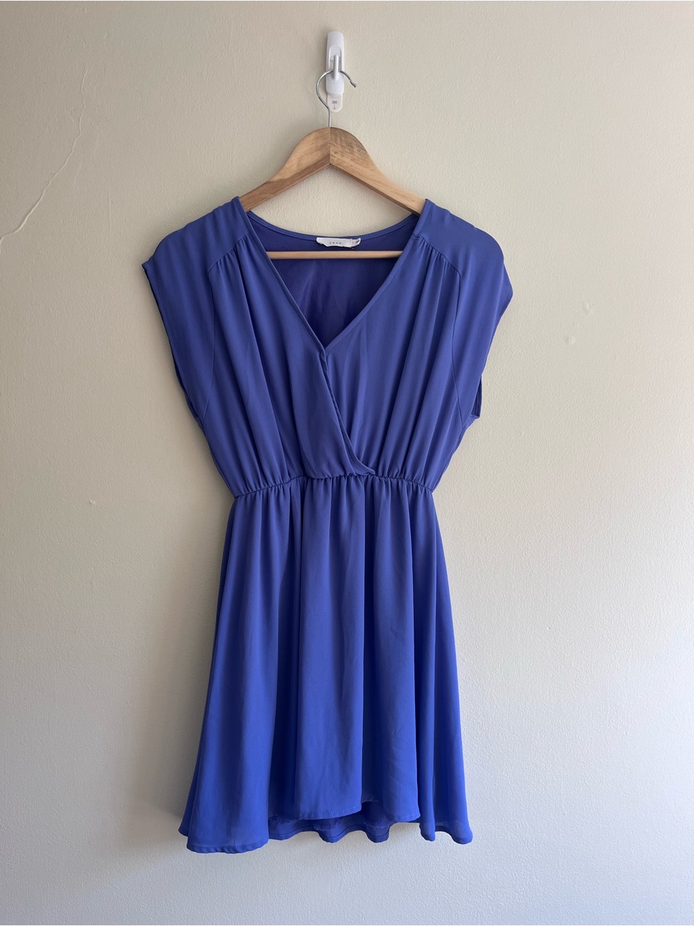 Lush V-Neck Flowy Wrap Front Periwinkle Mini Dress - Size S